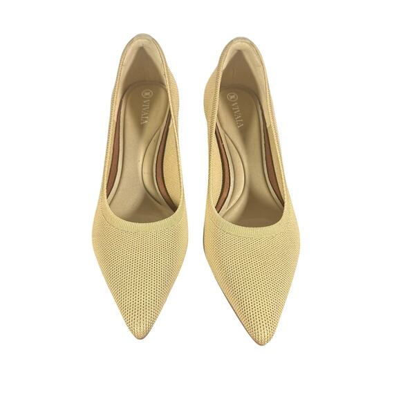 Vivaia Wedge Heels Sz 38 US 7 Beige Knit Pointed Toe Eco-Friendly Comfort Shoes - Picture 3 of 11